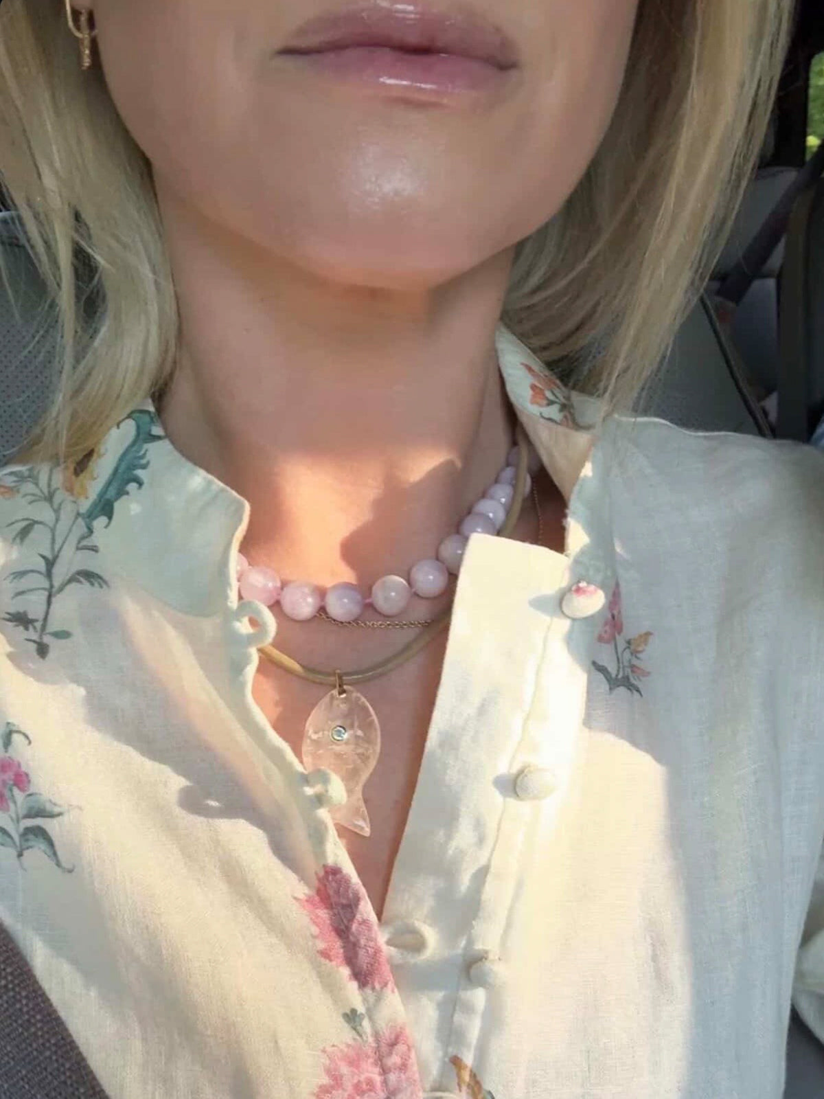 XL fish & leather cord necklace