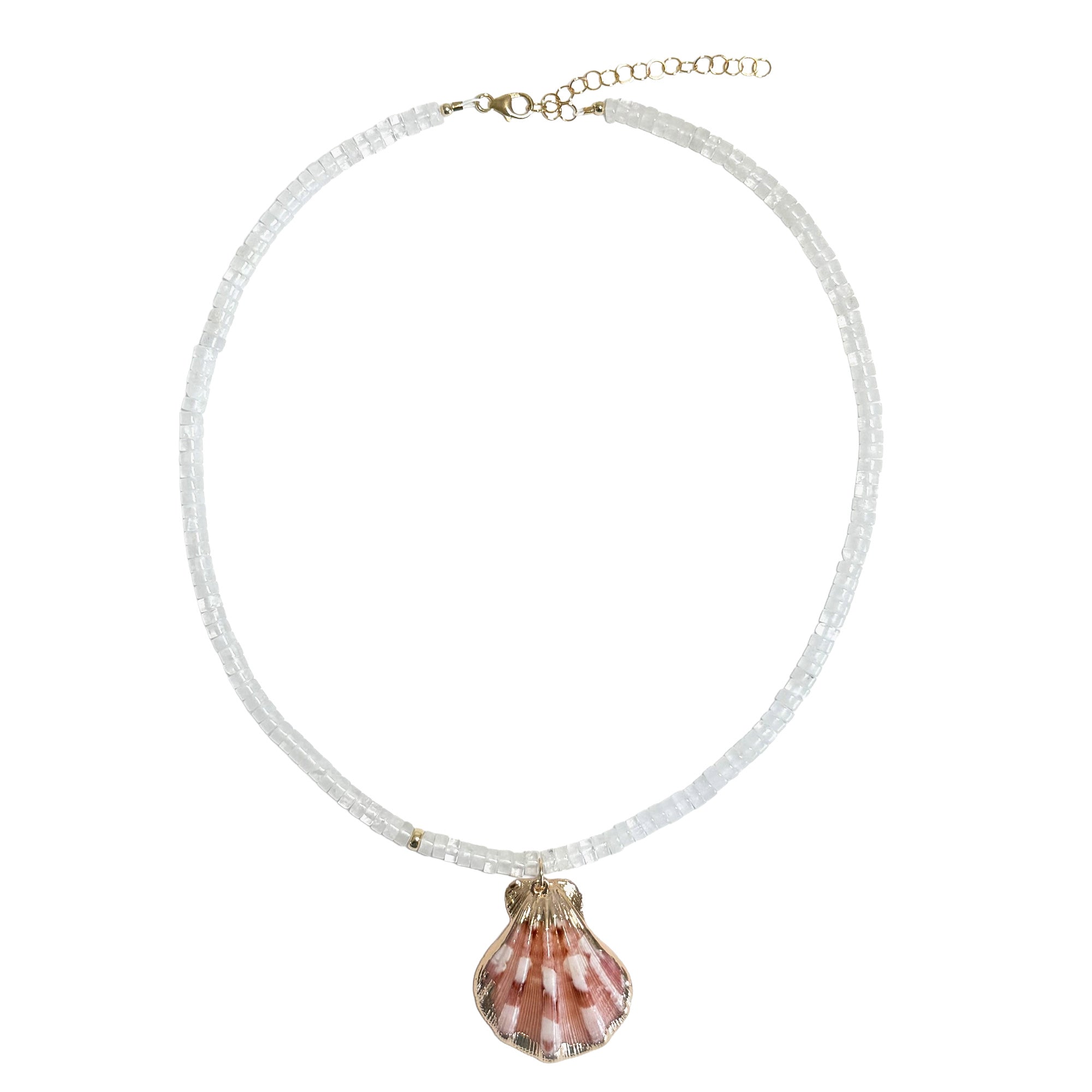 clear quartz heishi & seashell