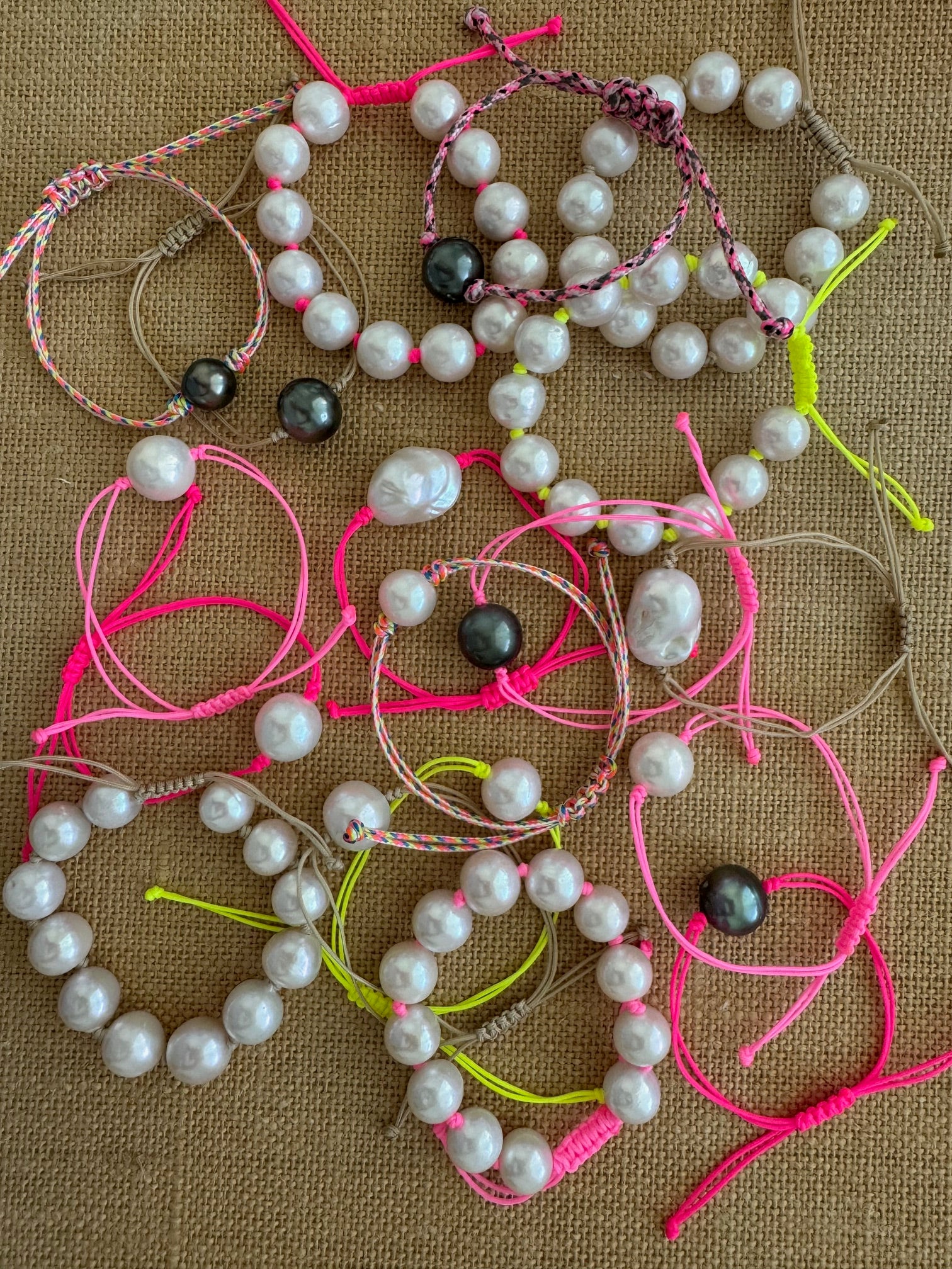 white pearl nylon bracelet