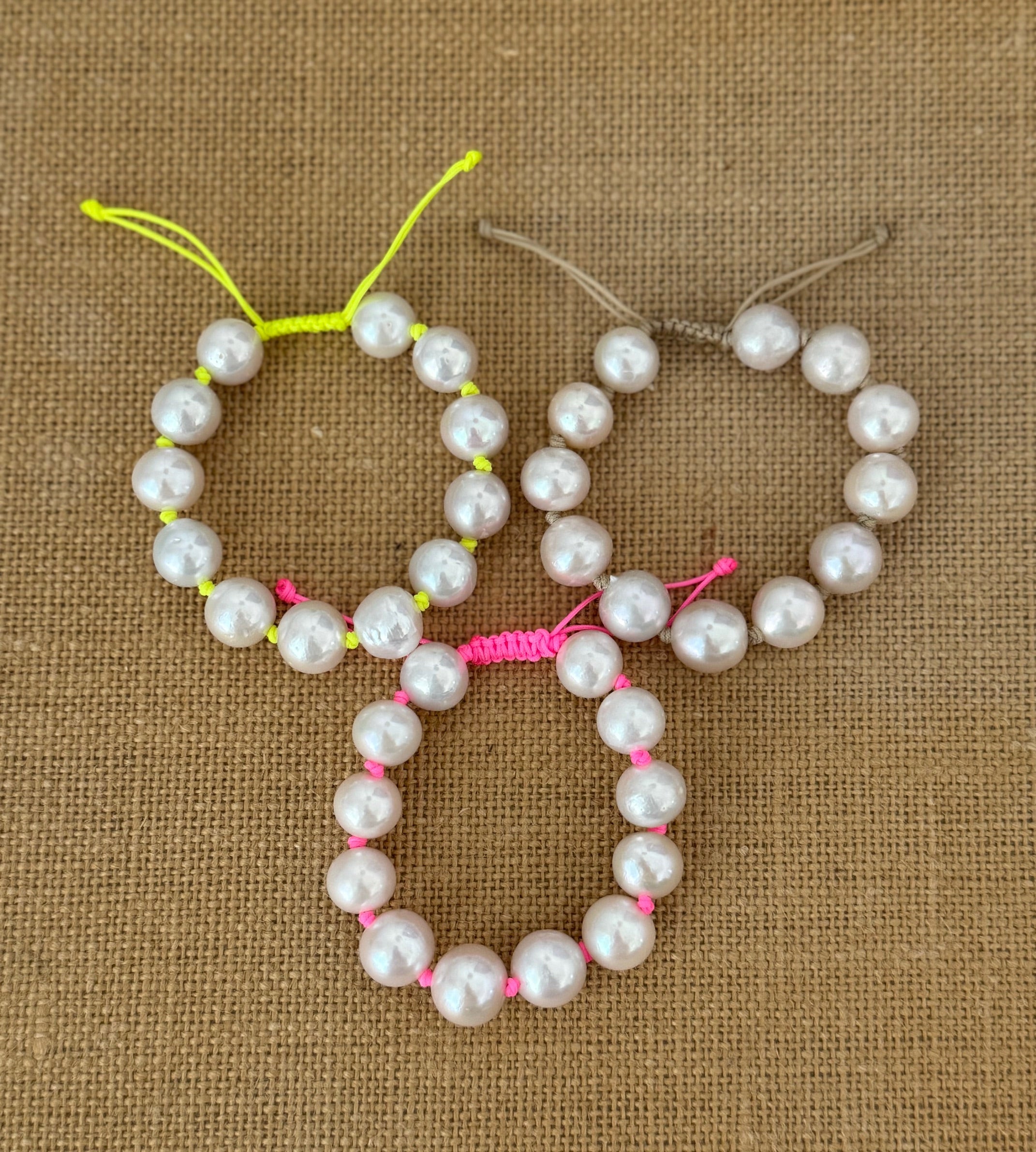 knotted nylon edison pearl bracelet