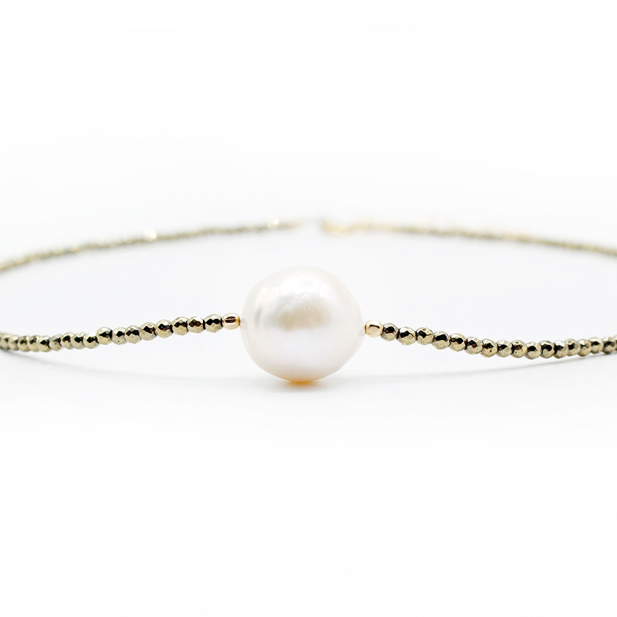 pyrite & white pearl