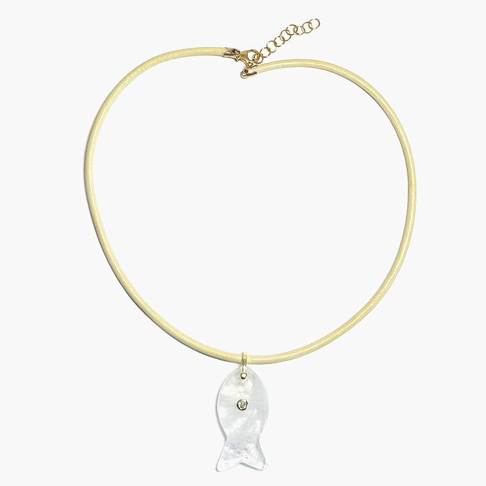 XL fish & leather cord necklace