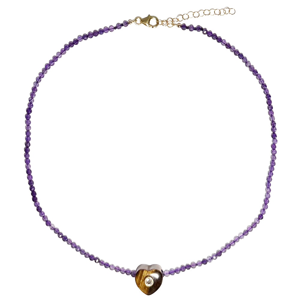 amethyst & tiger's eye heart
