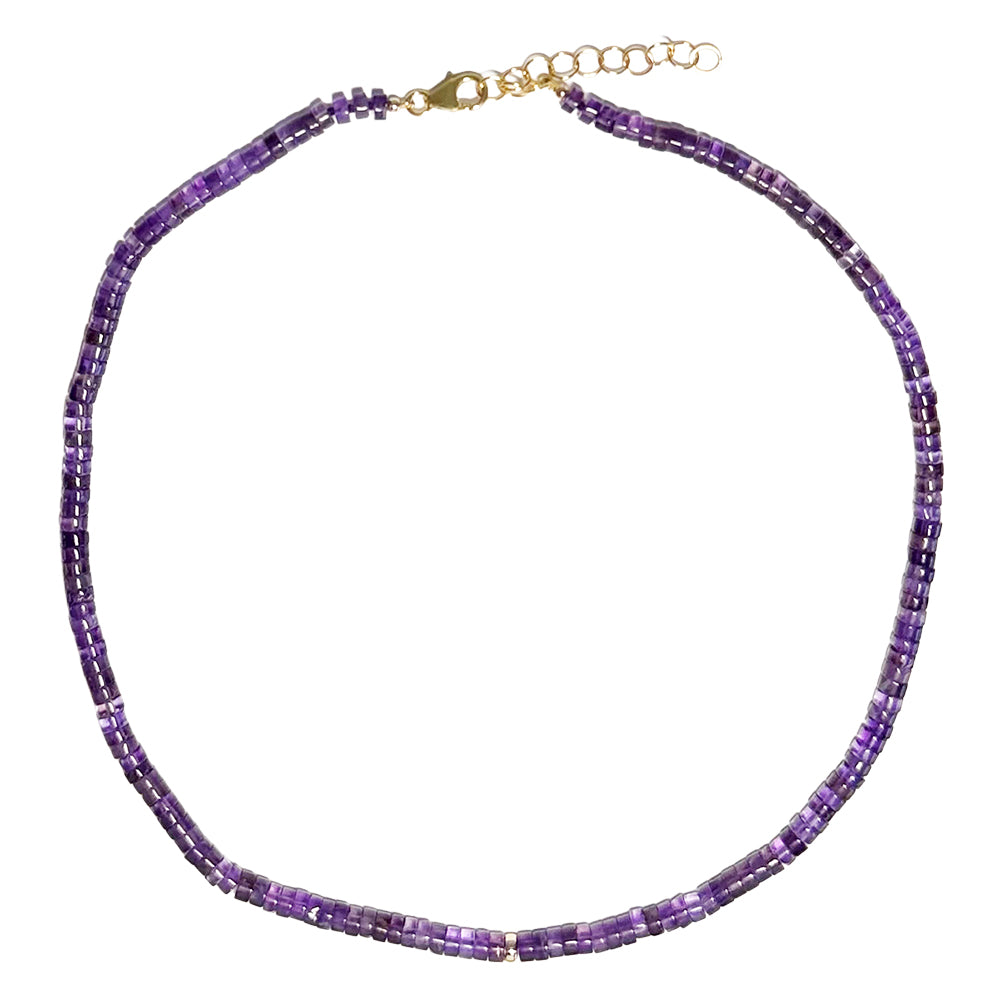 amethyst heishi necklace
