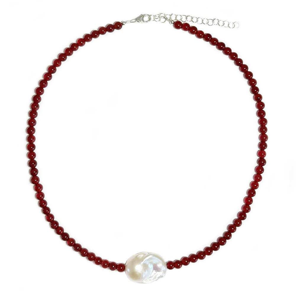 carnelian & baroque pearl