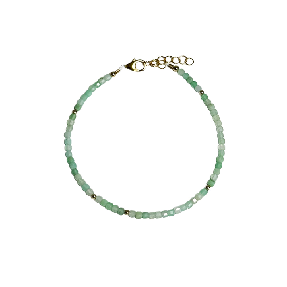 Chrysoprase Cube Beads Bracelet