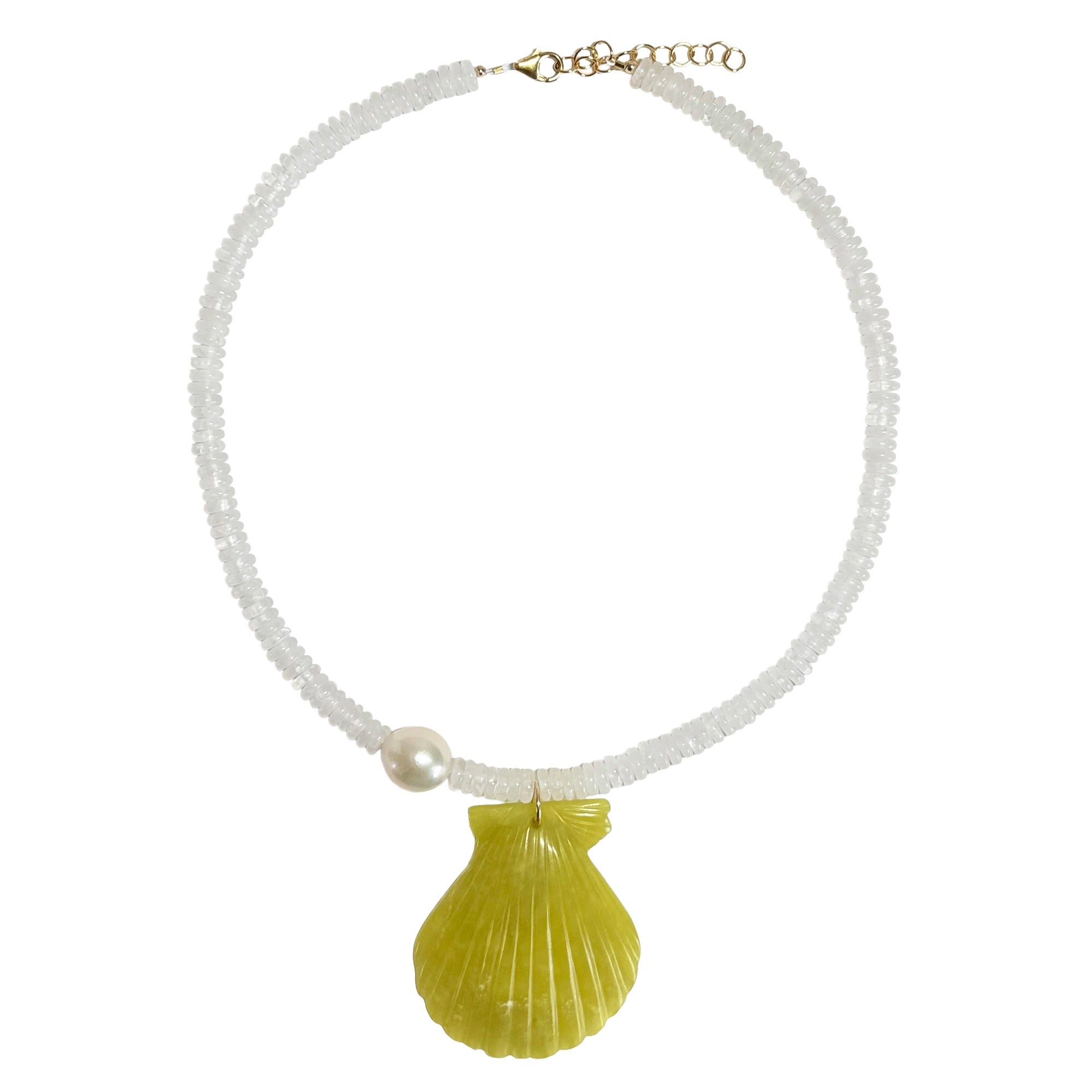 quartz, pearl & carved seashell