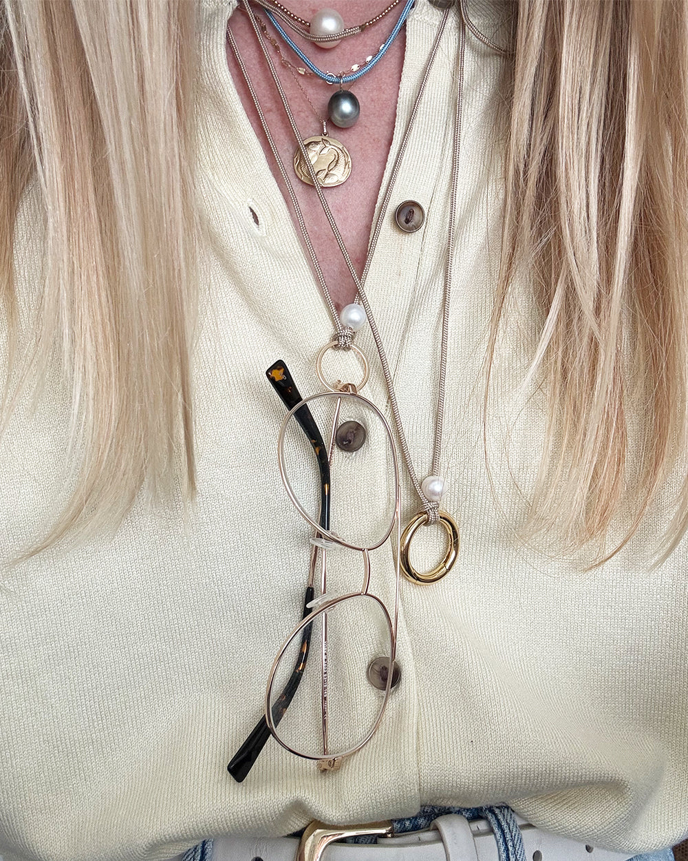 pearl loop glasses cord necklace