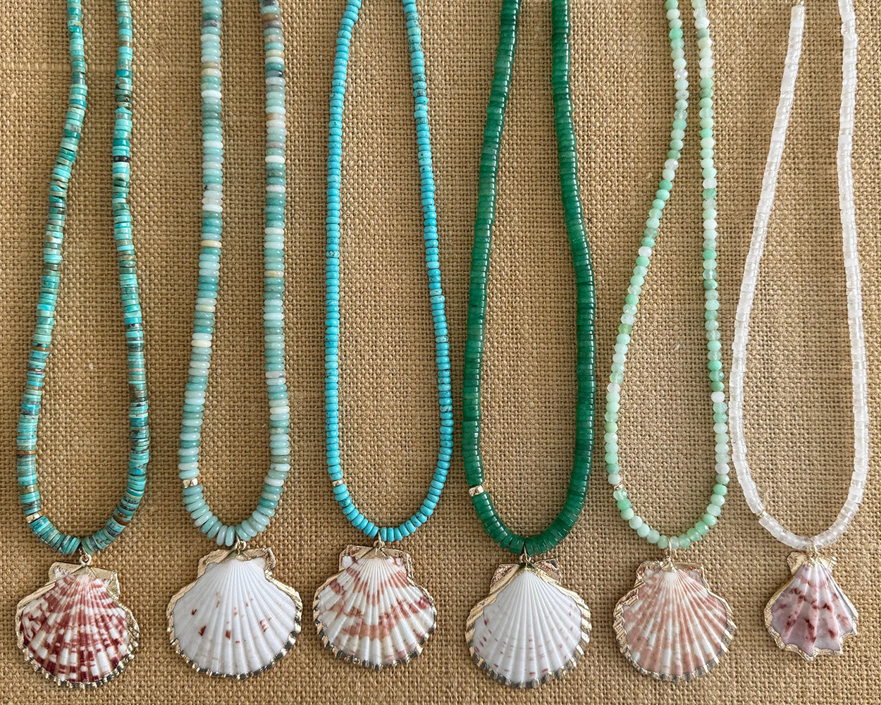 green aventurine heishi & seashell