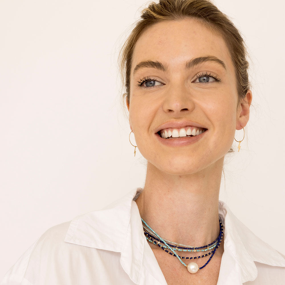 faceted hoops w/ lightning bolts