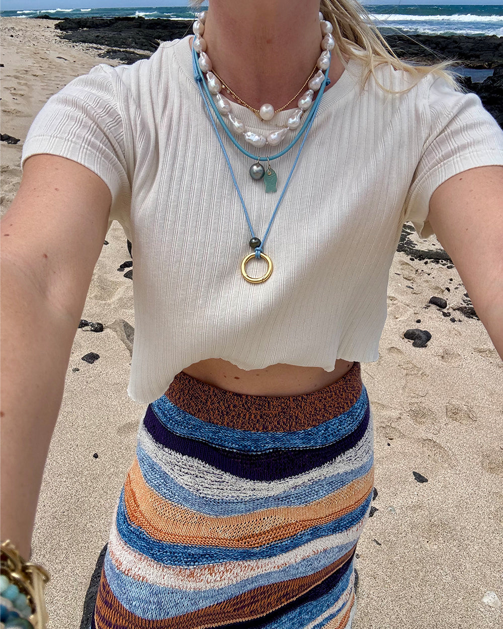 tahitian pearl glasses link cord necklace