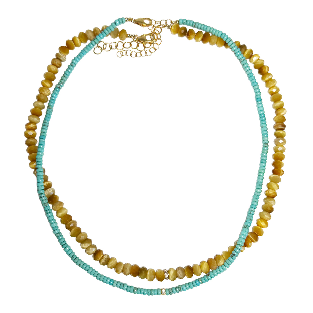 turquoise & pave rondelle