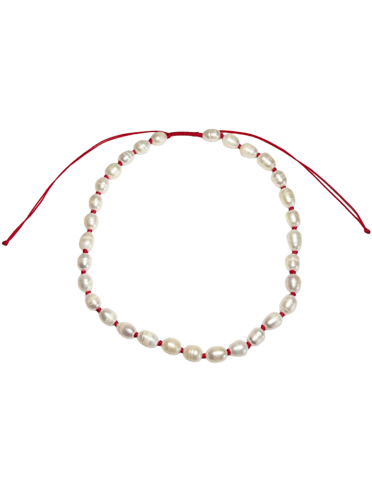 knotted oval pearl necklace