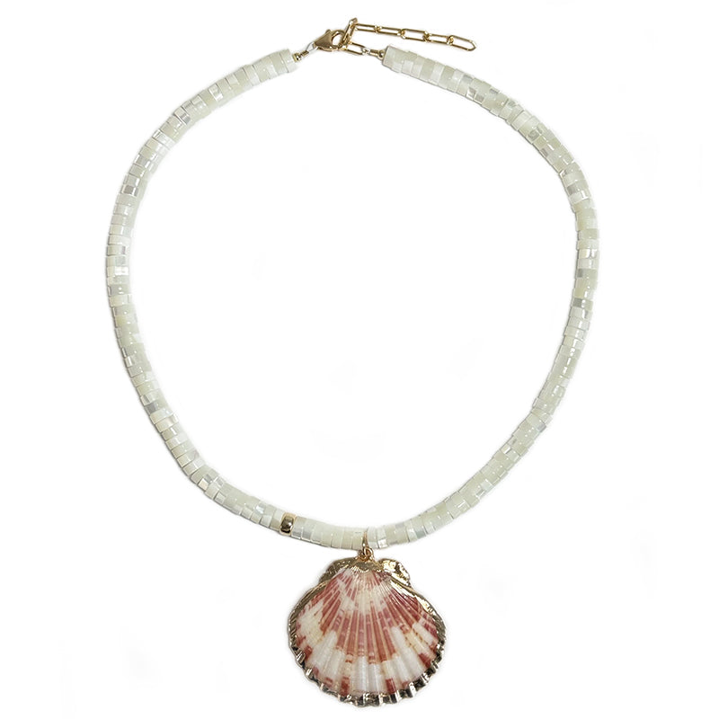 mother-of-pearl heishi & seashell