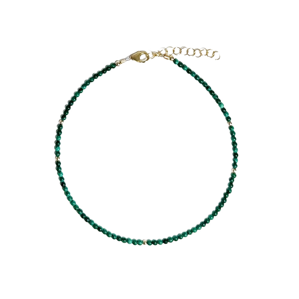 malachite & gold beads anklet