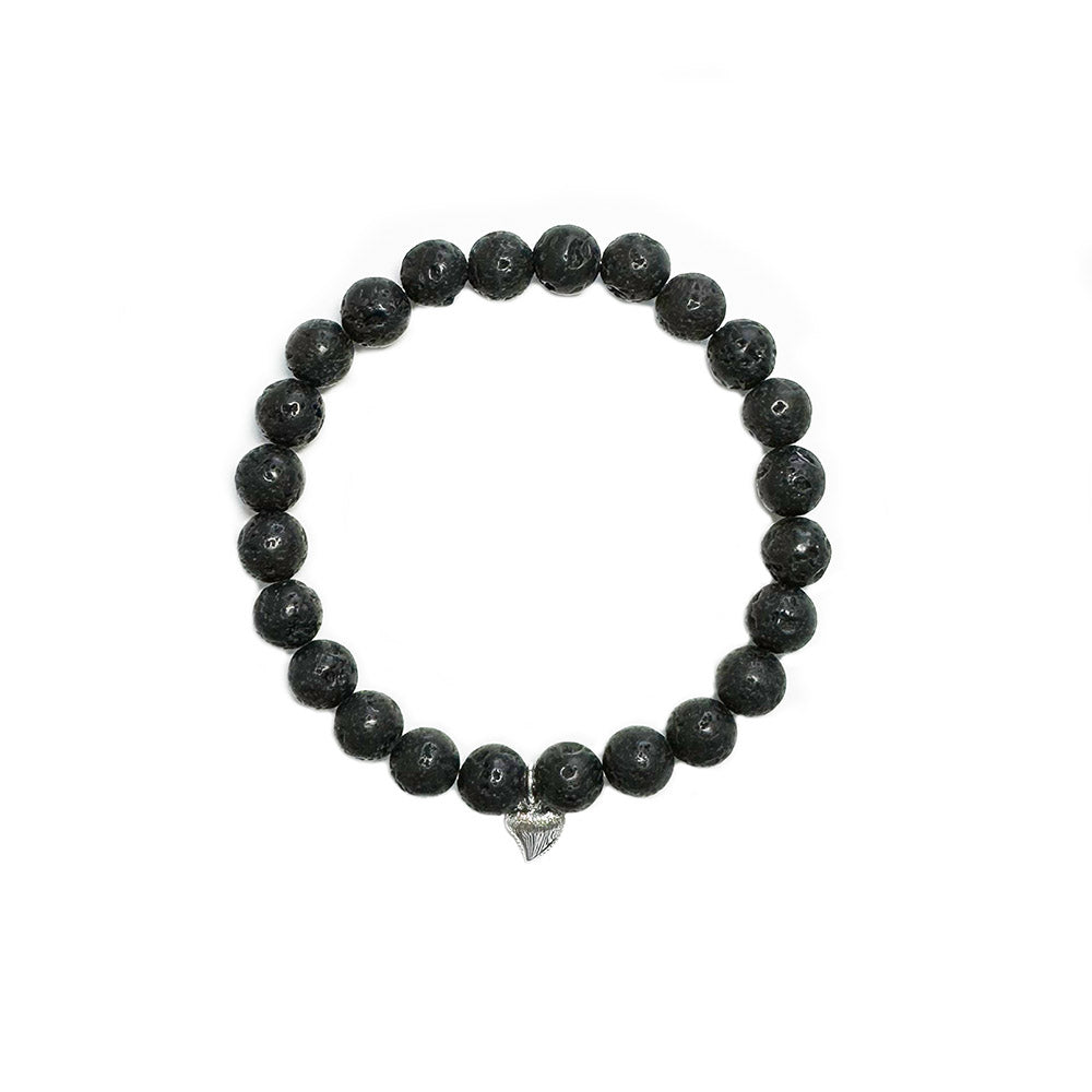 men's sterling silver shark tooth charm bracelet