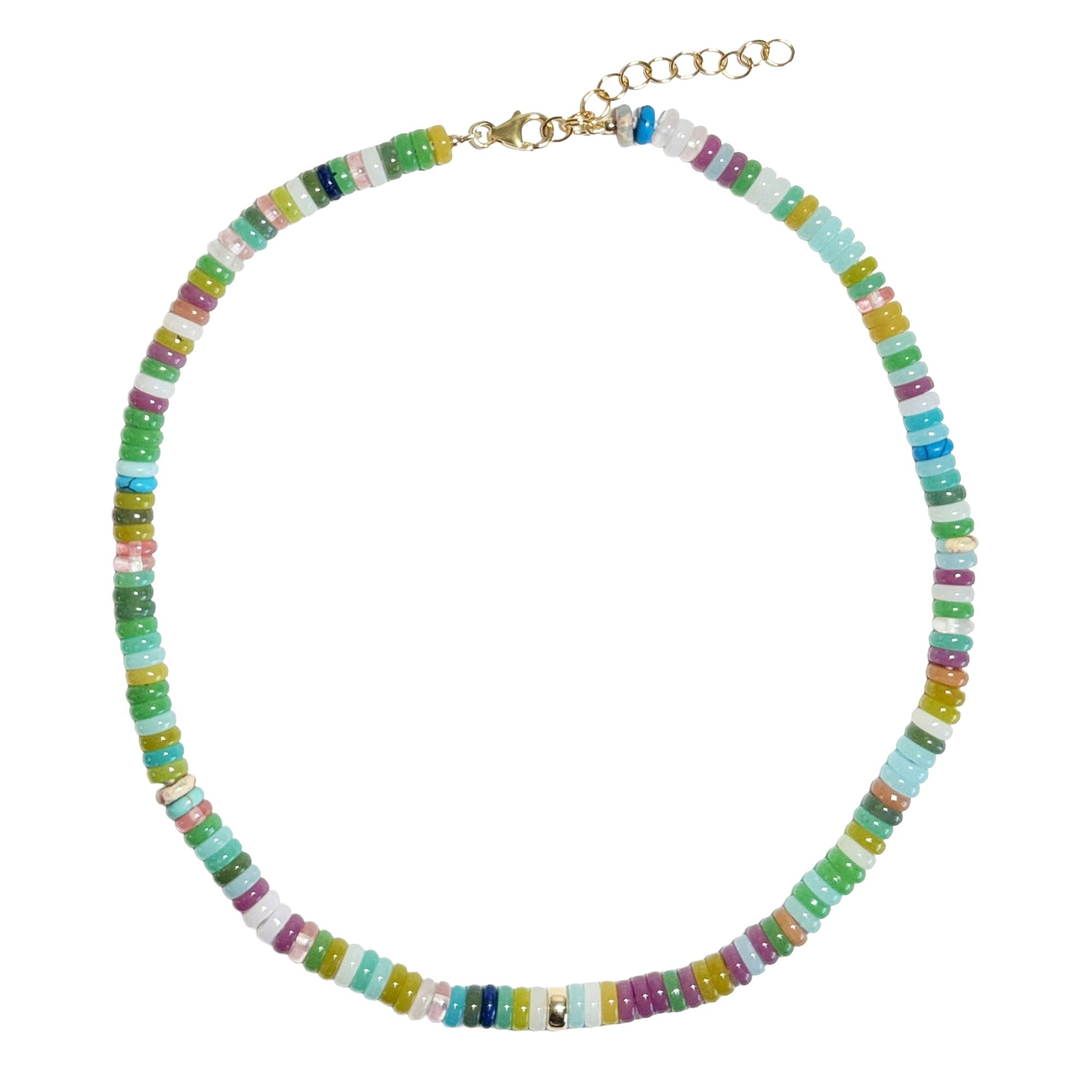 mix gemstone heishi necklace