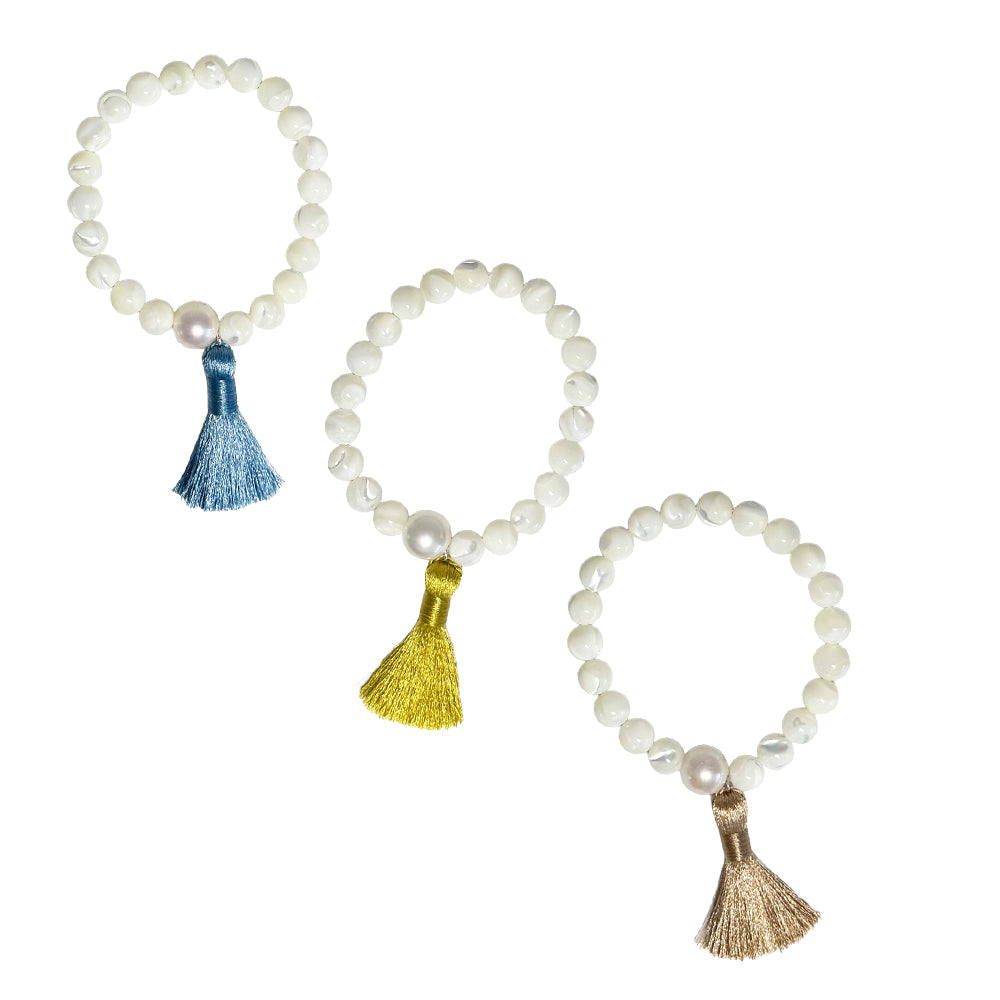 mother-of-pearl tassel bracelet