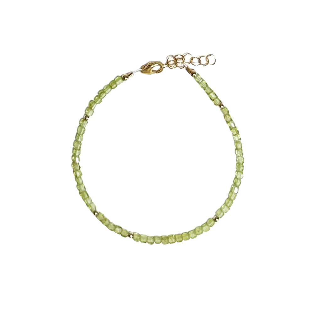 Peridot Cube Beads Bracelet