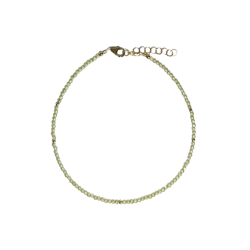 peridot & gold beads anklet