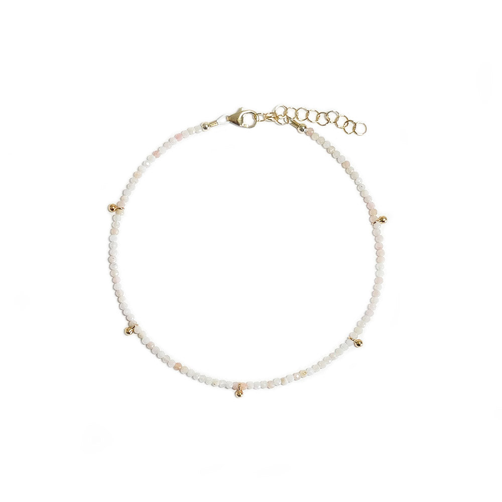 pink opal & gold drops anklet