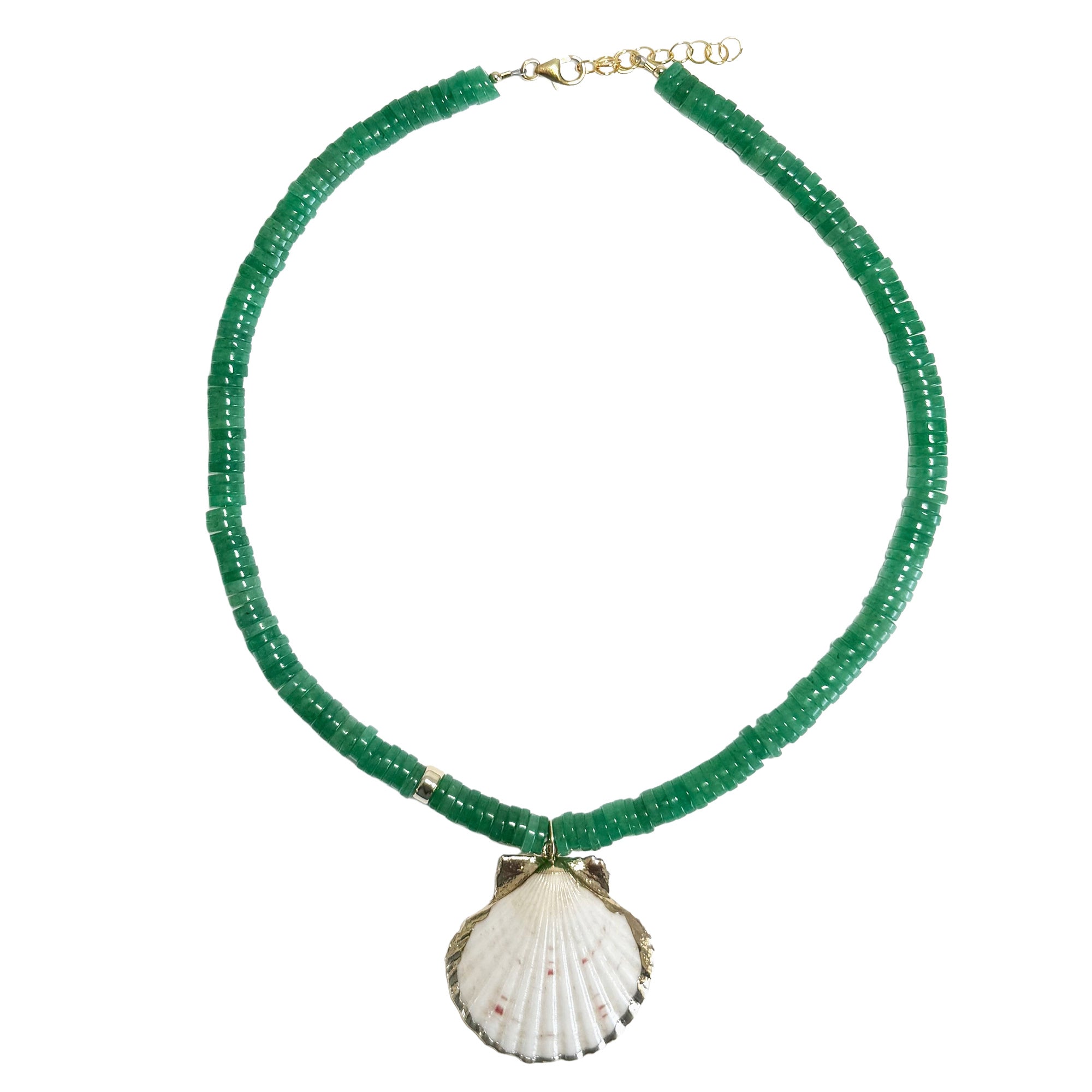 green aventurine heishi & seashell