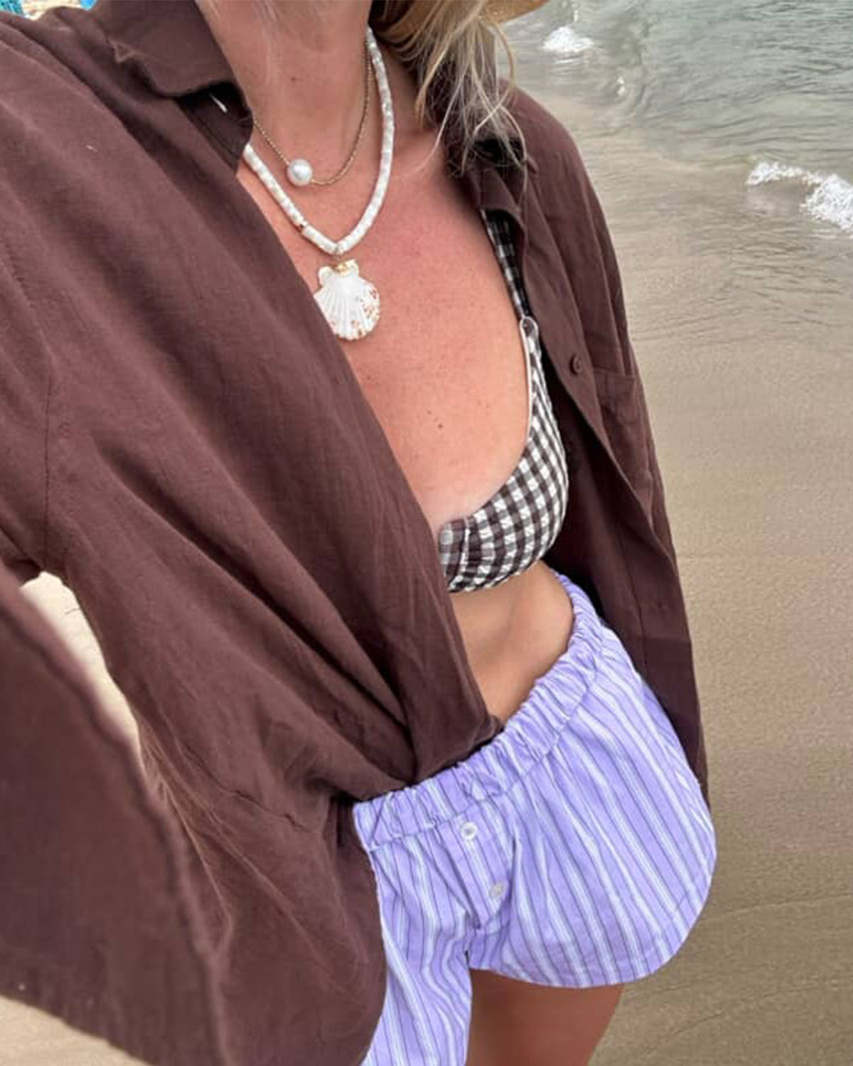 mother-of-pearl heishi & seashell