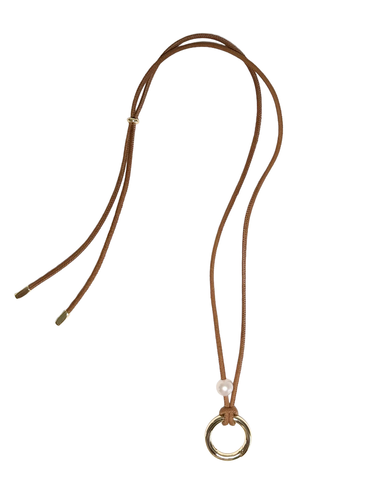 suede pearl link cord necklace