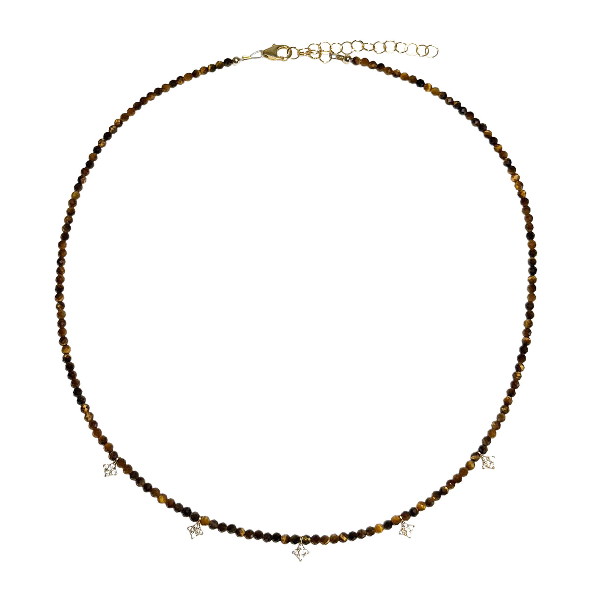 tiger's eye & pave diamond shape drops