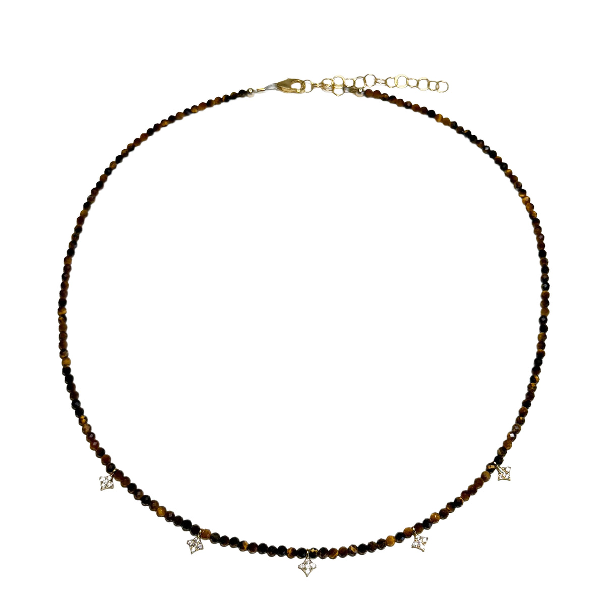 tiger's eye & pave diamond shape drops