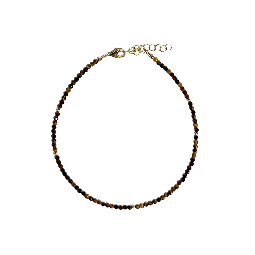 tiger's eye & gold beads anklet