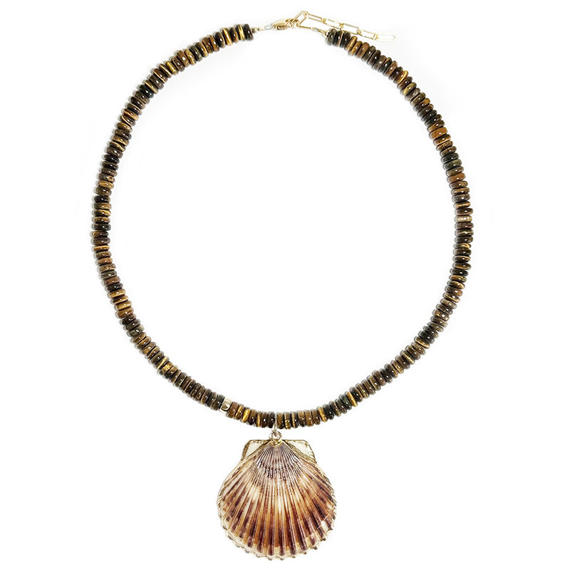 tigers eye heishi & seashell