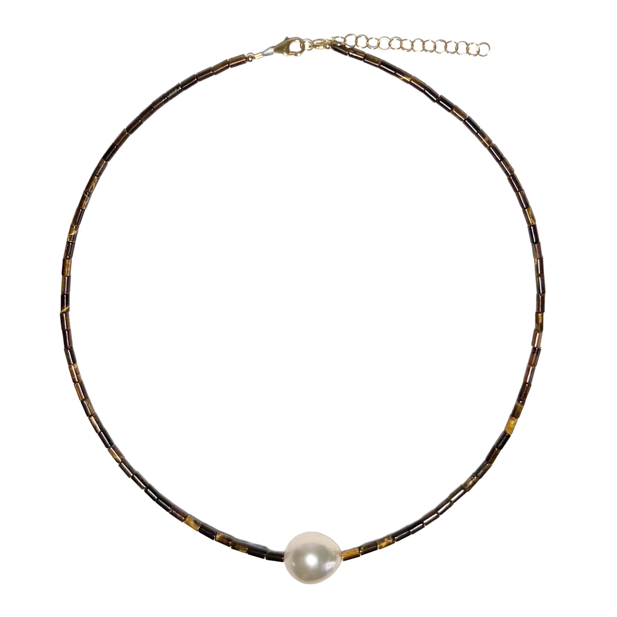 tiger's eye tube beads & pearl