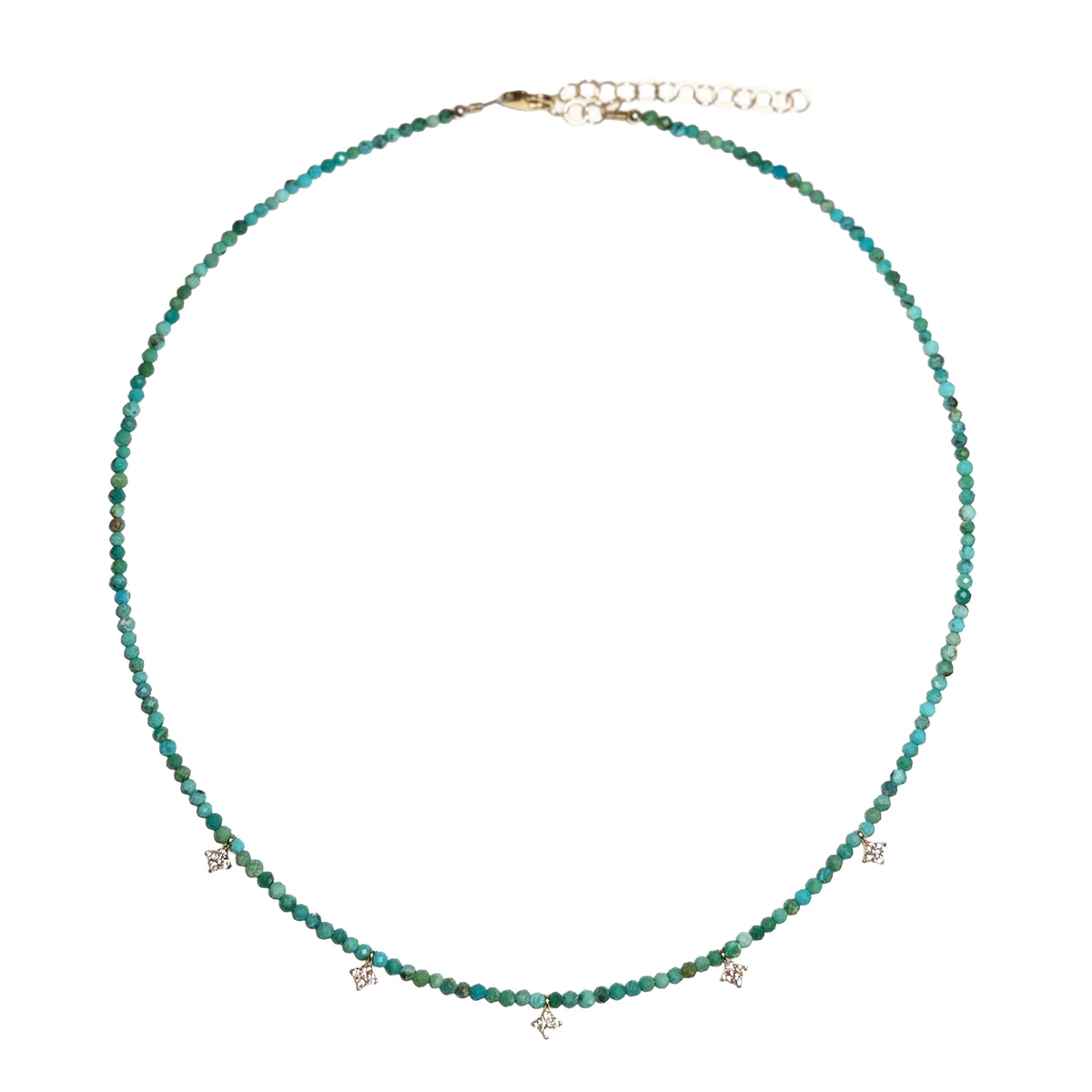 turquoise & pave diamond shape drops