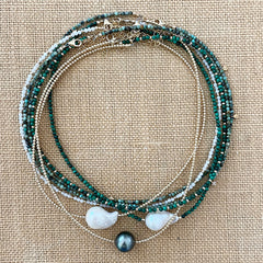 malachite & goldfill mixed pattern necklace