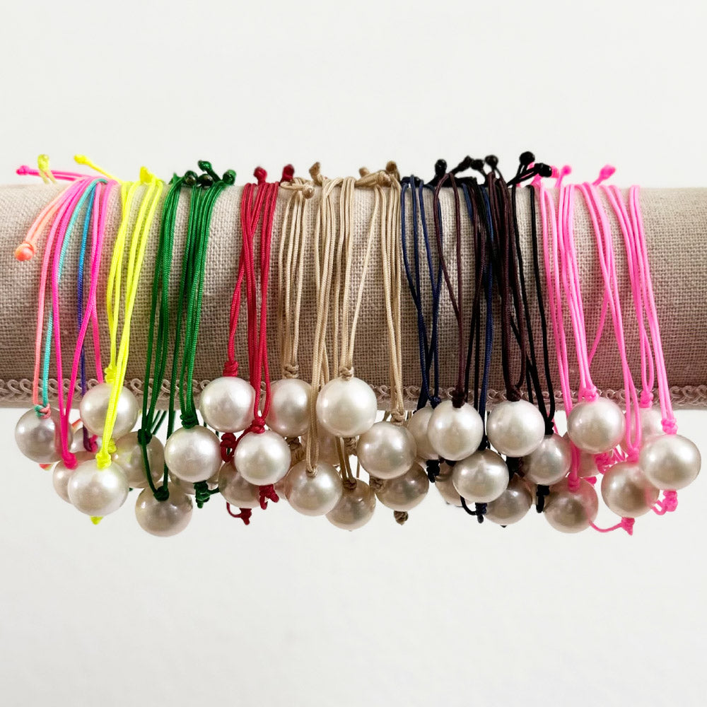 white pearl nylon bracelet