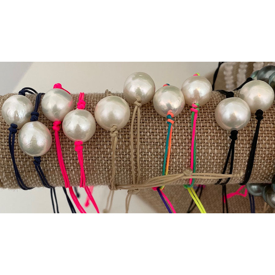 white pearl nylon bracelet