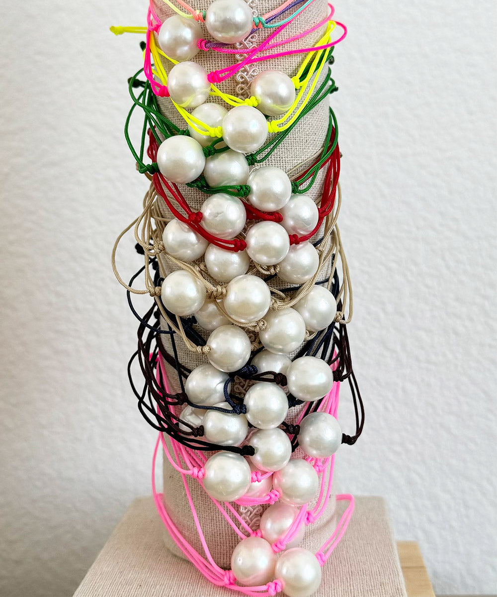 white pearl nylon bracelet