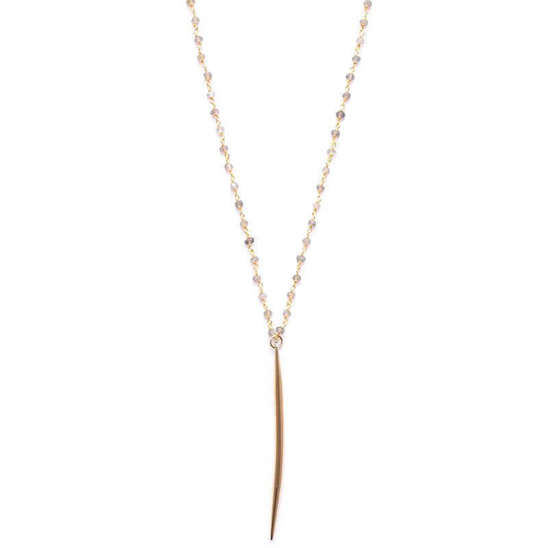 wire-wrapped Labradorite & gold spike