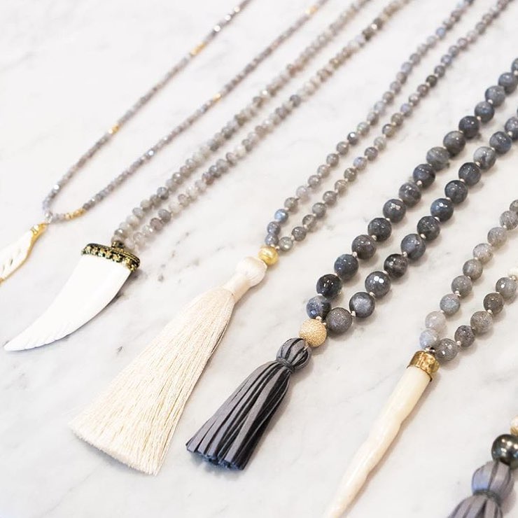 labradorite & bone feather