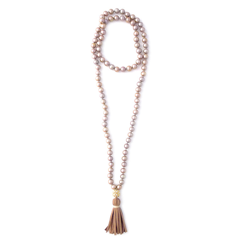 knotted champagne pearls & tassel