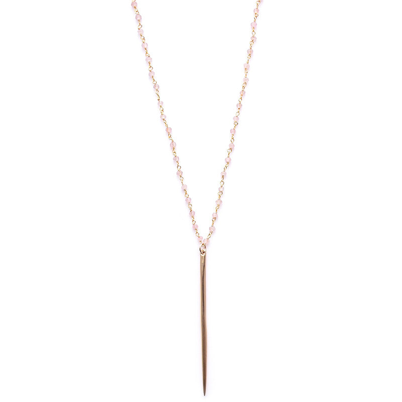wire-wrapped rose quartz & gold spike