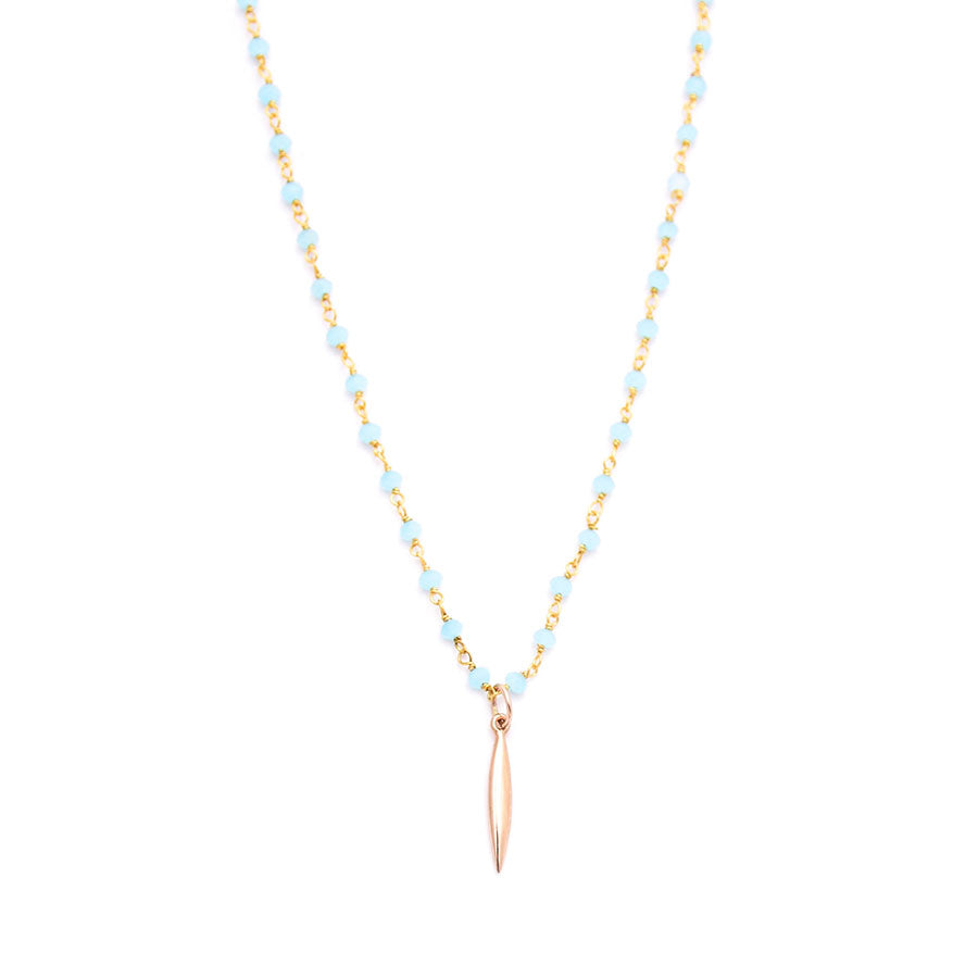 wire-wrap Chalcedony & spike charm