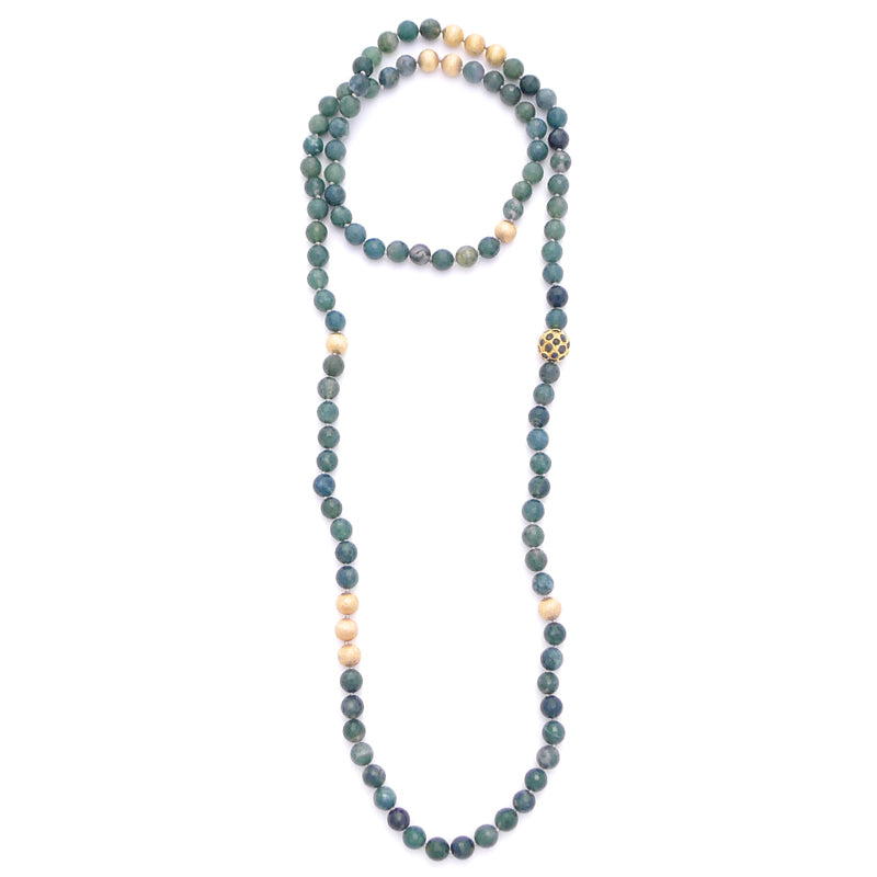 knotted moss agate & sapphire ball