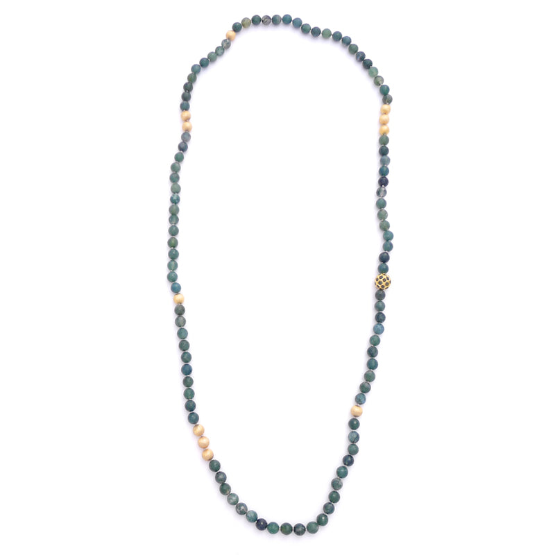 knotted moss agate & sapphire ball