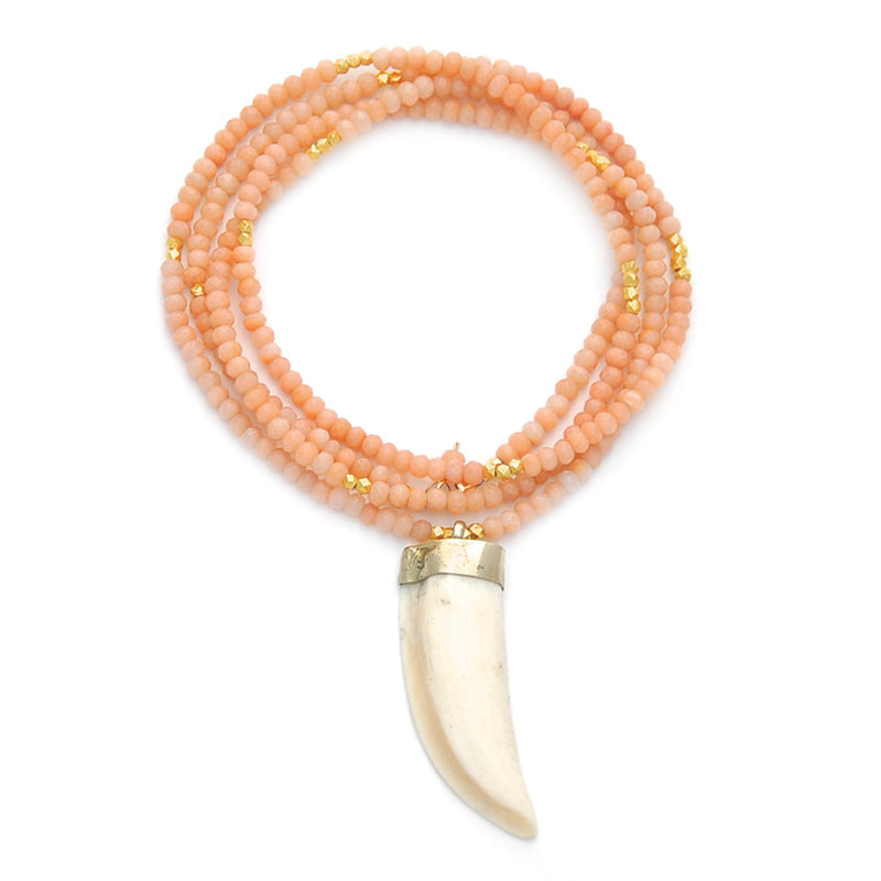 pink aventurine & bone horn