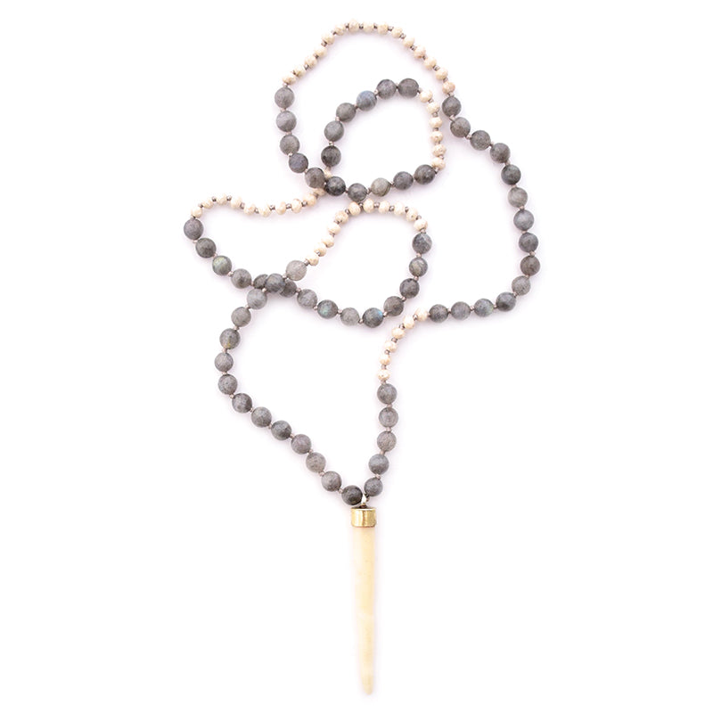 labradorite, river stone & bone spike