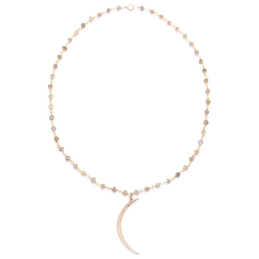 wire-wrap Labradorite & large crescent moon