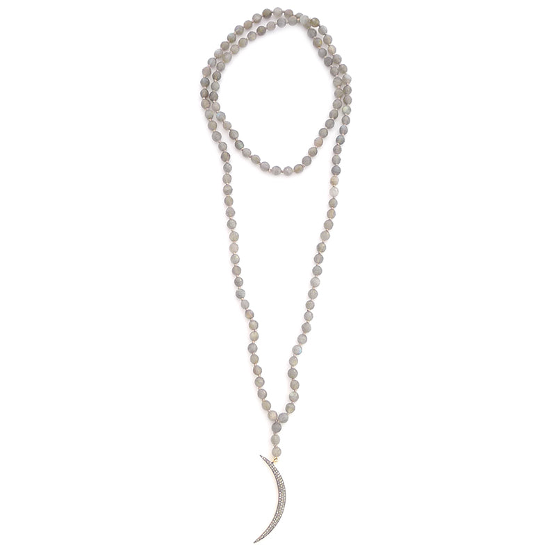 knotted labradorite & diamond moon