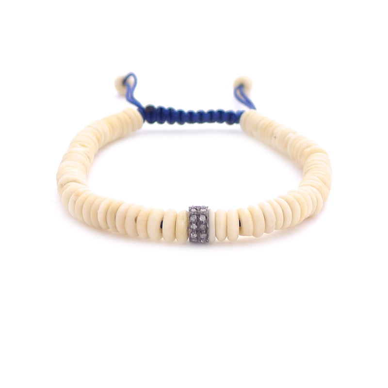 bone & diamond rondelle adjustable bracelet